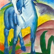 Kunst Doppelkarte - Motiv: Marc, Franz  - Blaues Pferd