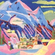 Kunst Doppelkarte  - Motiv: Kirchner, Ernst Ludwig - Davos im Schnee