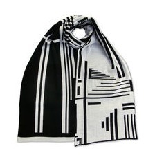 Jacquard Schal - 100% feine Merinowolle breit