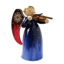 Engel reich bemalt, mit Violine, blau