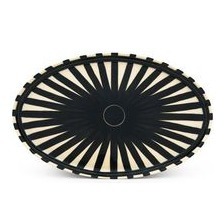 Ritz Tablett oval 484 -  schwarzer Grund, weiße Senkrechtbänder, schw. Querbände