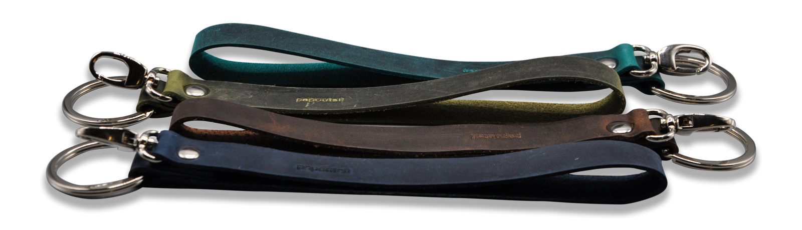 Schlüsselbänder mit Karabiner und Ring in Rindleder gewachst 20cm 