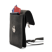 BORSA Handytasche aus grauem genarbeten Rindleder, "Elephant" stehend offen 
