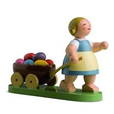 Osterkind, Ostermädchen mit Wagen