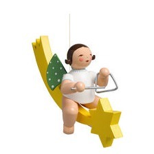 Christbaumschmuck Grünhainichener Engel auf Schweif mit Triangel