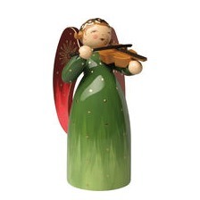 Engel reich bemalt, mit Violine, grün