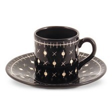 Ritz Moccatasse kpl. 558 - schwarzer Grund, weiße Punkte und Kreuze
