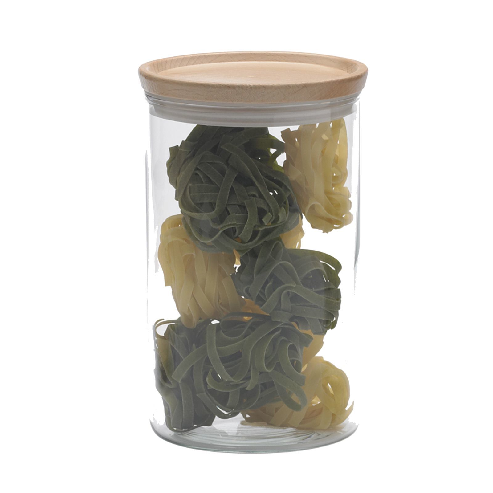 Vorratsdose aus Borosilikatglas mit Holzdeckel