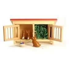 Miniatur Osterhasenfamilie mit Stall FORMOST SET, 5-teilig