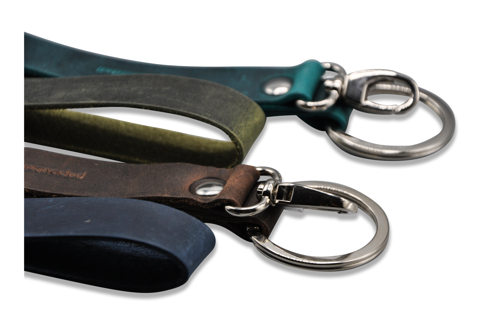 Schlüsselbänder mit Karabiner und Ring in Rindleder gewachst 20cm