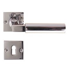 Gropius Türdrücker mit Metallgriff - Messing - verchromt