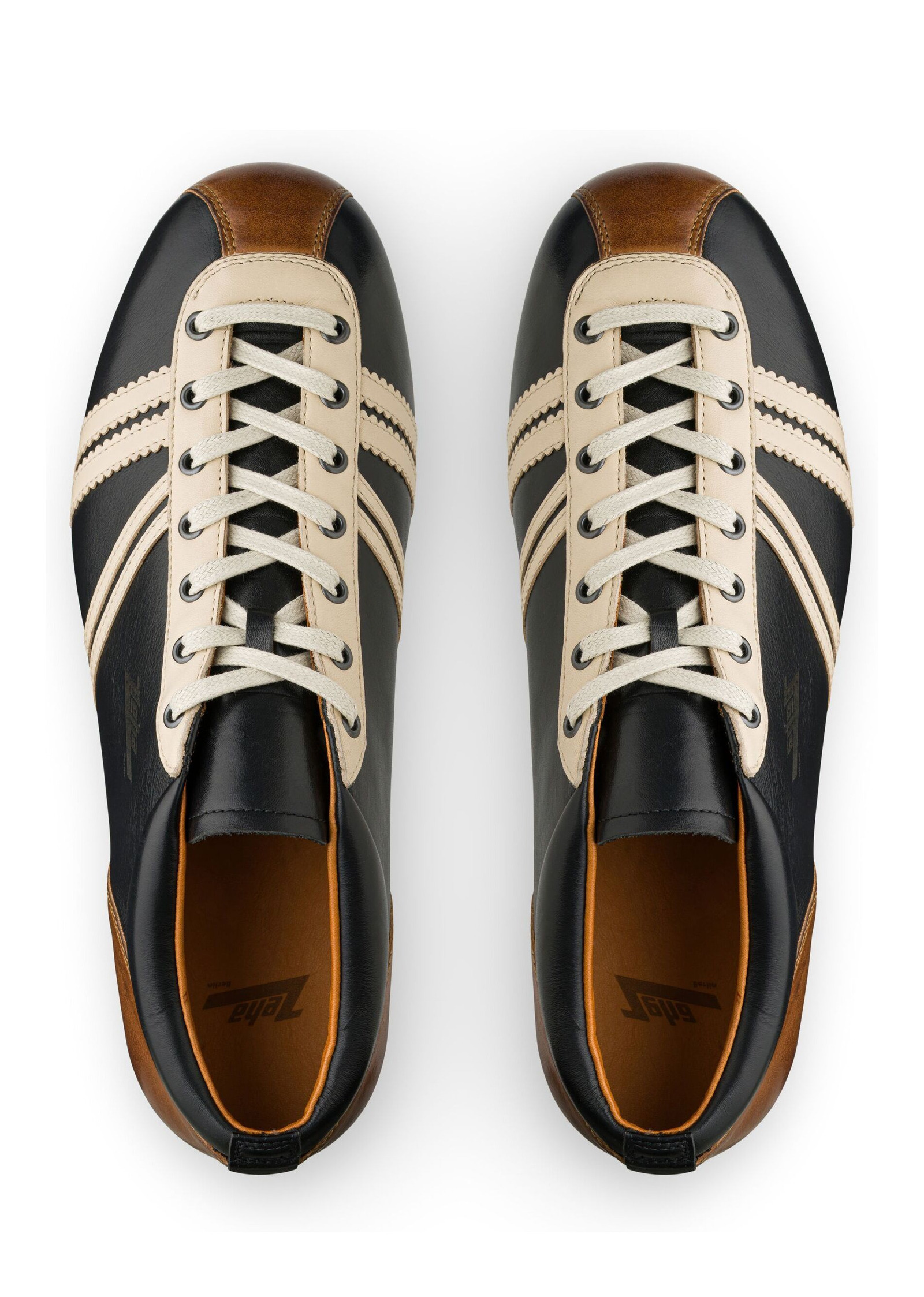 Liga Ledersneaker Kalbsleder schwarz/ cognac / cremeweiß Produktnummer: 855.01122