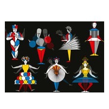 Wackelkarte Triadisches Ballett nach Oskar Schlemmer