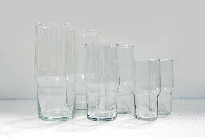 4 Gläser mit Knabberschale vom DDR-Museum-Tutow Glas Geschenkeset