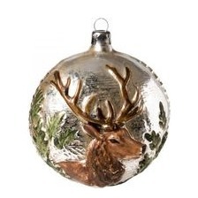 Weihnachtsschmuck Glaskugel HIRSCHKOPF