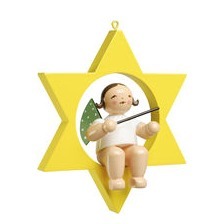 Christbaumschmuck Grünhainichener Engel im Stern mit Taktstock