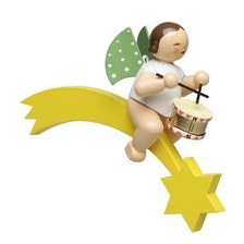 Christbaumschmuck Grünhainichener Engel auf Komet mit Trommel