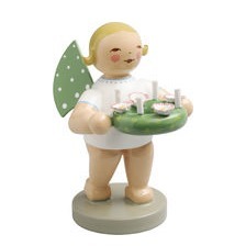 Geschenkeengel mit Kranz, Grünhainichener Engel 
