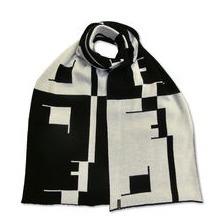 Jacquard Schal - 100% feine Merinowolle breit