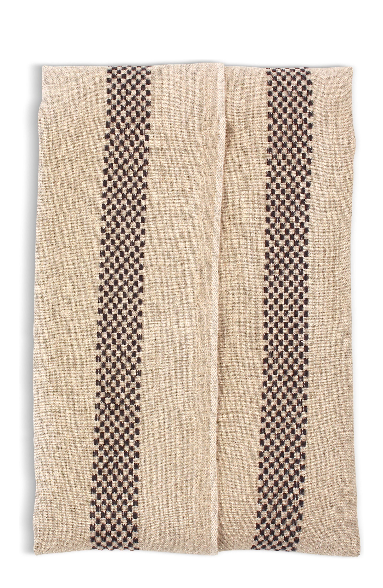 FORMOST - Charvet Editions - Leinen Geschirrhandtuch (45x75 cm) mit zwei karierten Längsstreifen