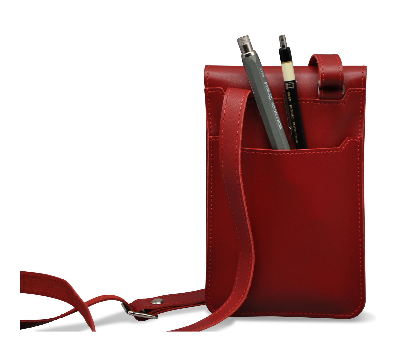 BORSA Handytasche aus rotem Rindleder Rückansicht
