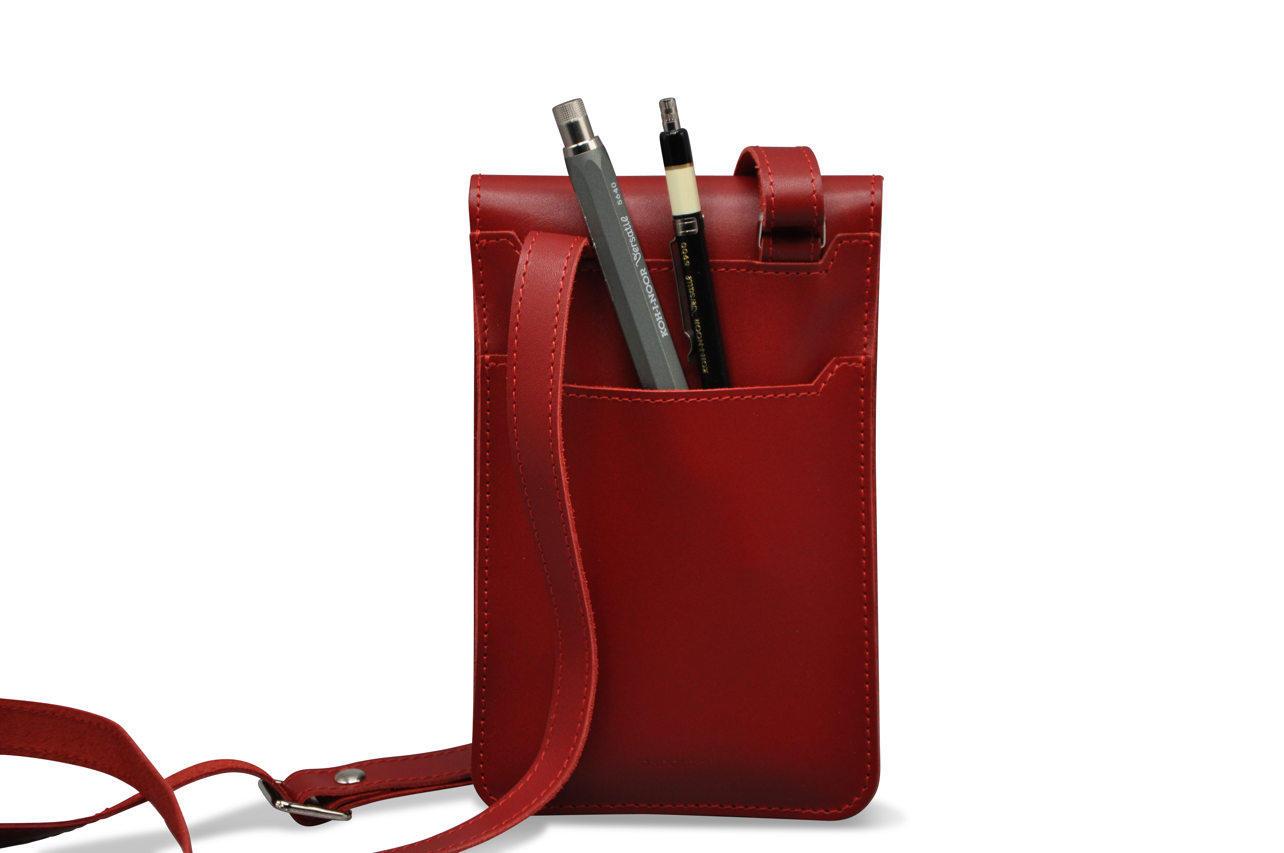 BORSA Handytasche aus rotem Rindleder Rückansicht 