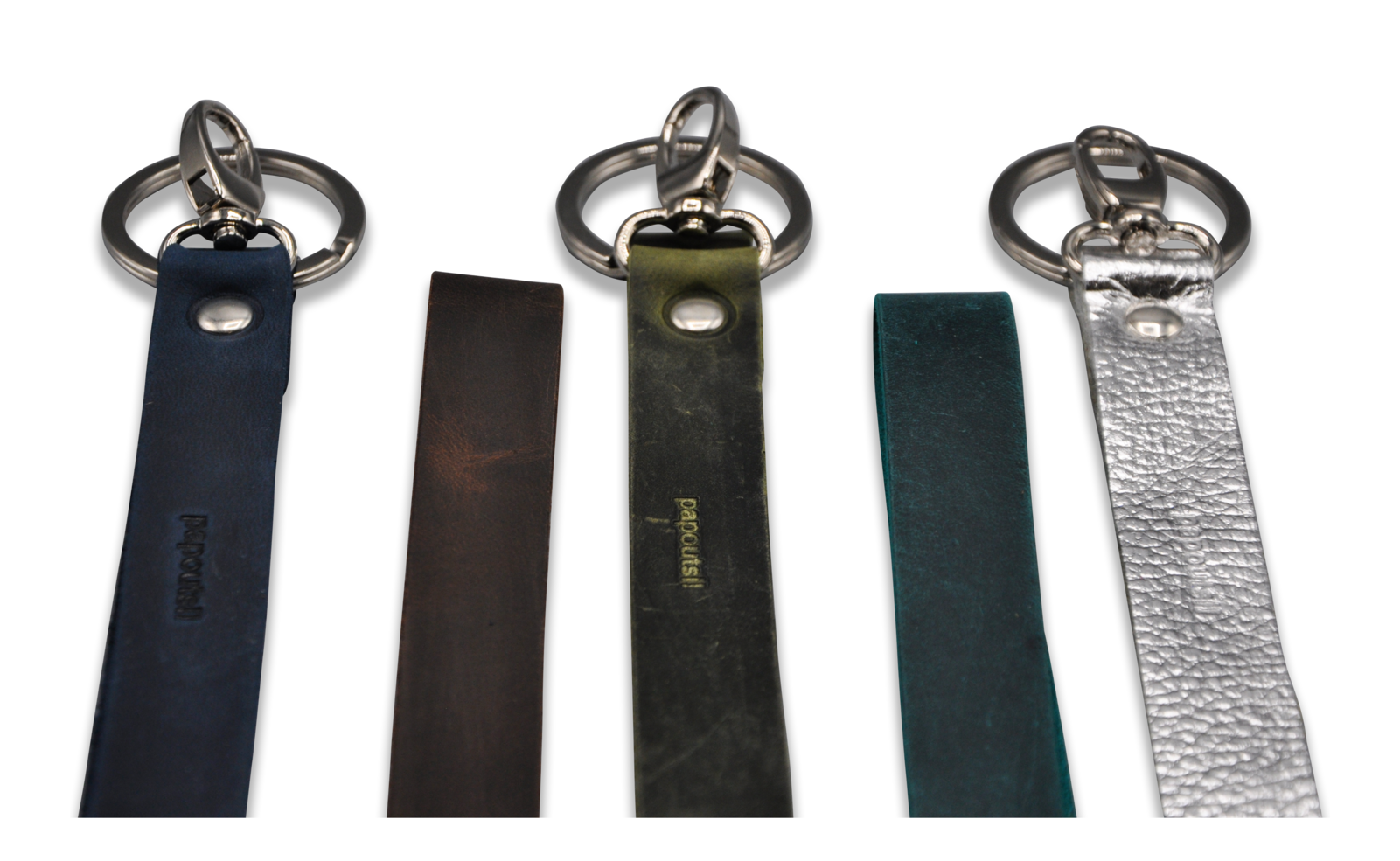 Schlüsselbänder mit Karabiner und Ring in Rindleder gewachst 20cm