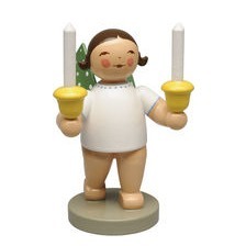 Geschenkeengel mit zwei Kerzen, Grünhainichener Engel 