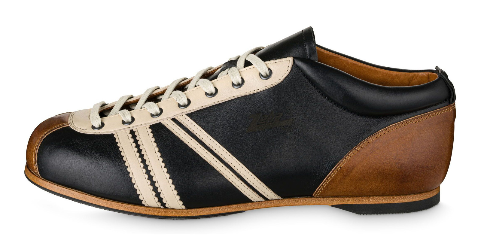 Liga Ledersneaker Kalbsleder schwarz / cognac / cremeweiß Produktnummer: 855.01122