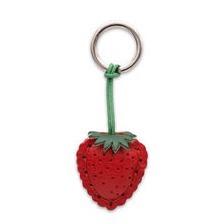 Schlüsselanhänger‎ aus Leder, Erdbeere