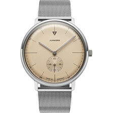 Ziffernblatt: Beige,
Armband: Metall Silber Junkers BAUHAUS Quarz Armbanduhr mit kleiner Sekunde
