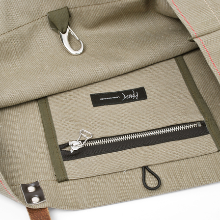 Einkaufstasche L Segeltuch in distel mit Lederriemen von Hack Lederware , liegend