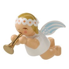 Christbaumschmuck Margeritenengel schwebend, klein mit Flöte