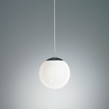 Pendelleuchte mit Opalkugel, Ø 30cm, Messing verchromt