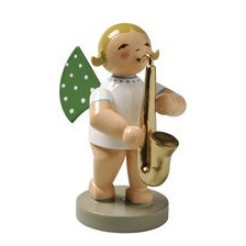 Grünhainichener Engel - Stehender MUSIKANT mit Saxophon