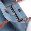 Einkaufstasche XL in blau, Detail Lederriemen