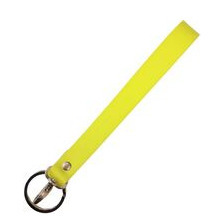 Langes Schlüsselband aus Leder mit Ring und Karabiner - Länge: 20 cm, Neon Gelb
