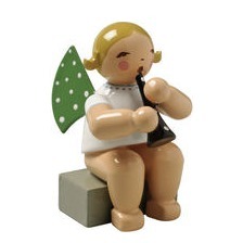 Grünhainichener Engel - Sitzender MUSIKANT mit Klarinette