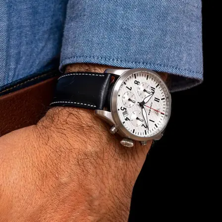 Chronograph Farbe Silber 42 mm Lederarmband