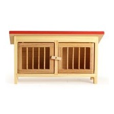 Miniaturstall 2-türig aus Holz 