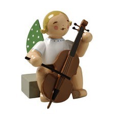 Grünhainichener Engel - Sitzender MUSIKANT mit Violoncello